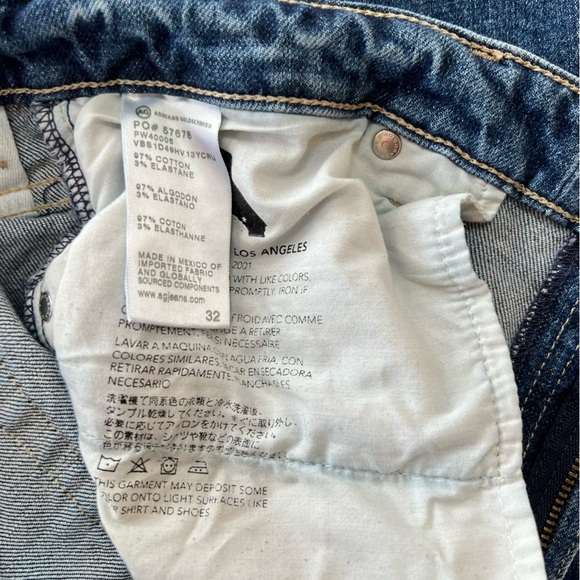 Adriano Goldschmied Saige Mid-Rise Wide Leg Crop Jeans Raw Hem, Medium Blue, 32 - Picture 9 of 13